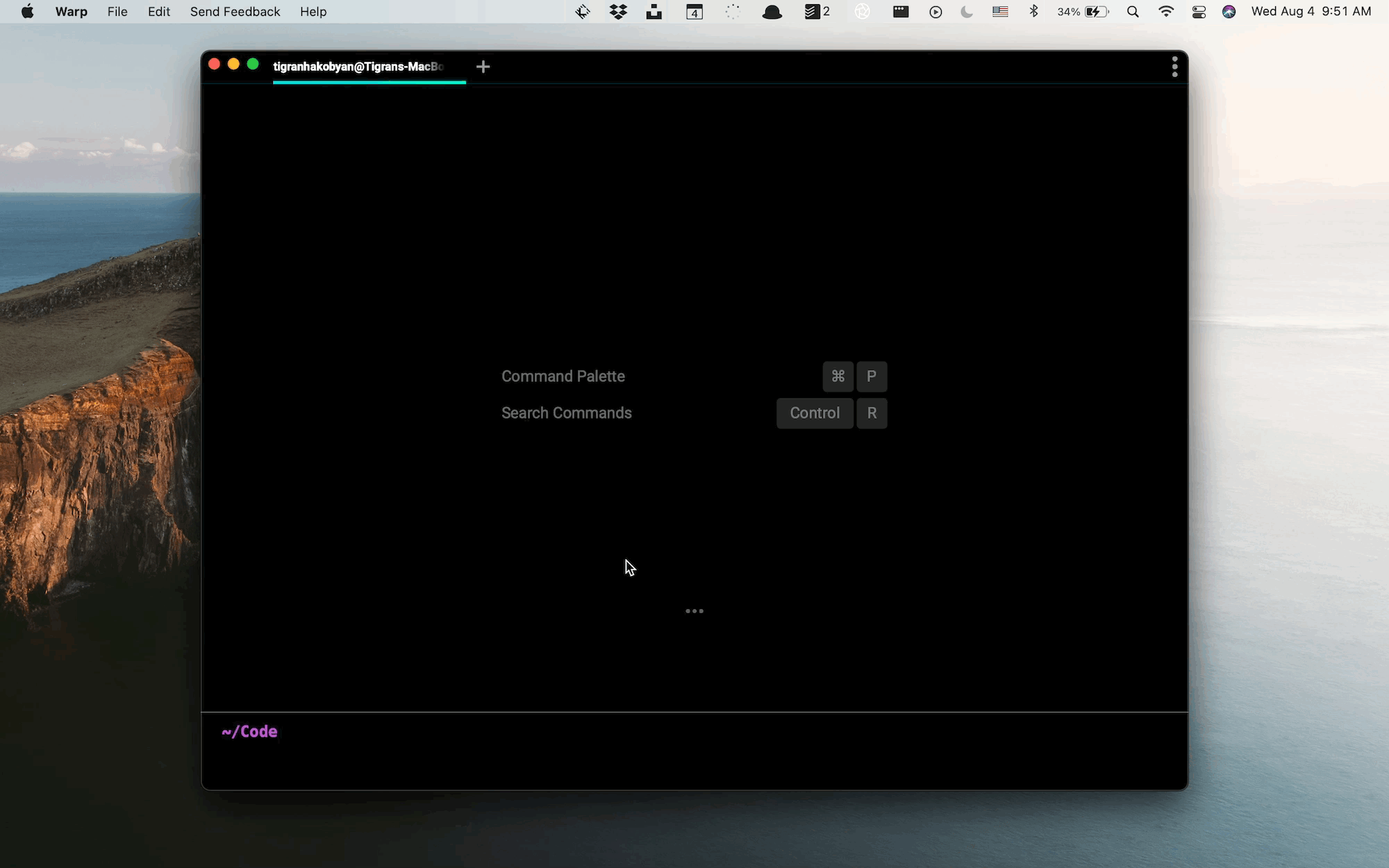 Warp performance with autocomplete (feels snappy)